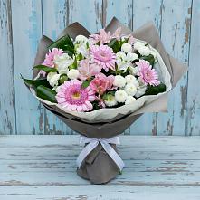 Букет цветов из:  Герберы, Альстромерии и Хризантемы в Октябрьском Оренбургская область