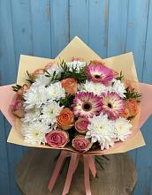 Букет цветов из:  Розы, Герберы и Хризантемы #REPLACE_PRED# Октябрьском Оренбургская область