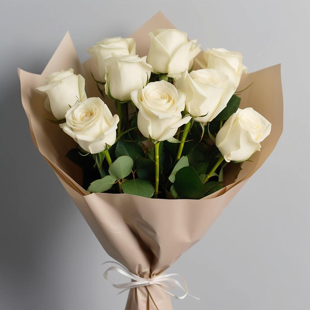 Букет 9 Белых роз Эдлесс Лав в Октябрьском Оренбургская область