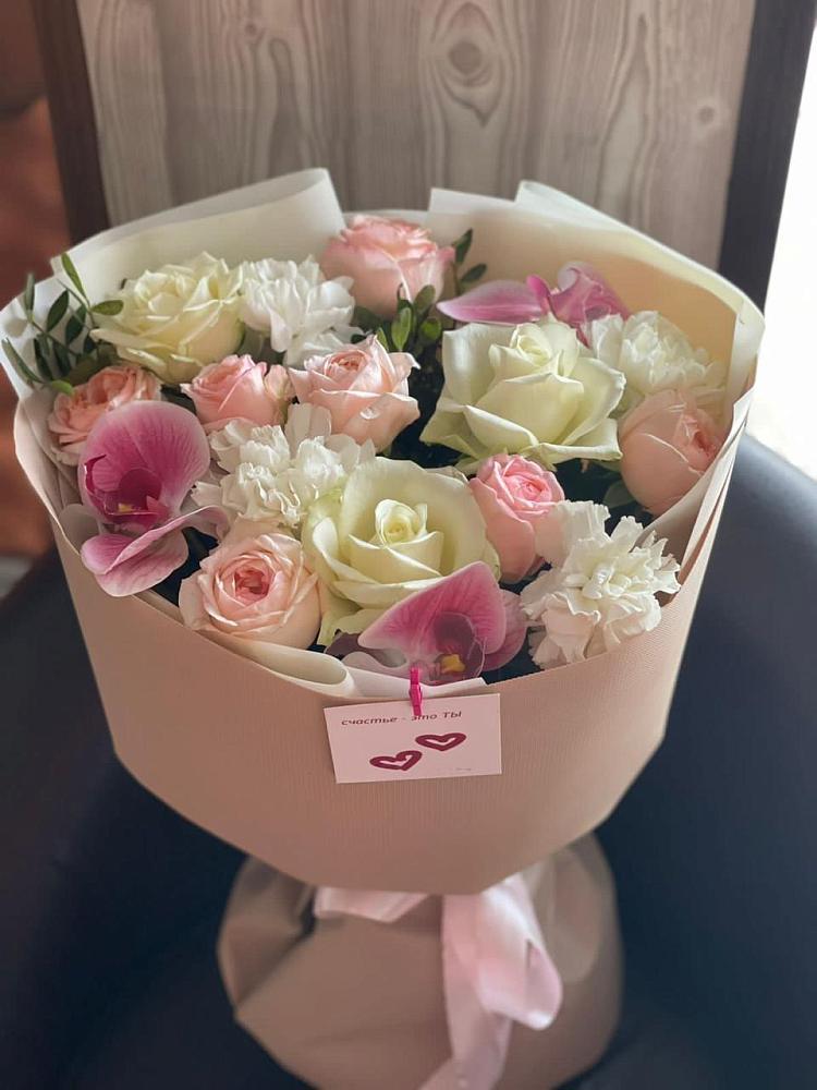 Букет цветов из: Орхидеи, Розы и Гвоздики в Октябрьском Оренбургская область