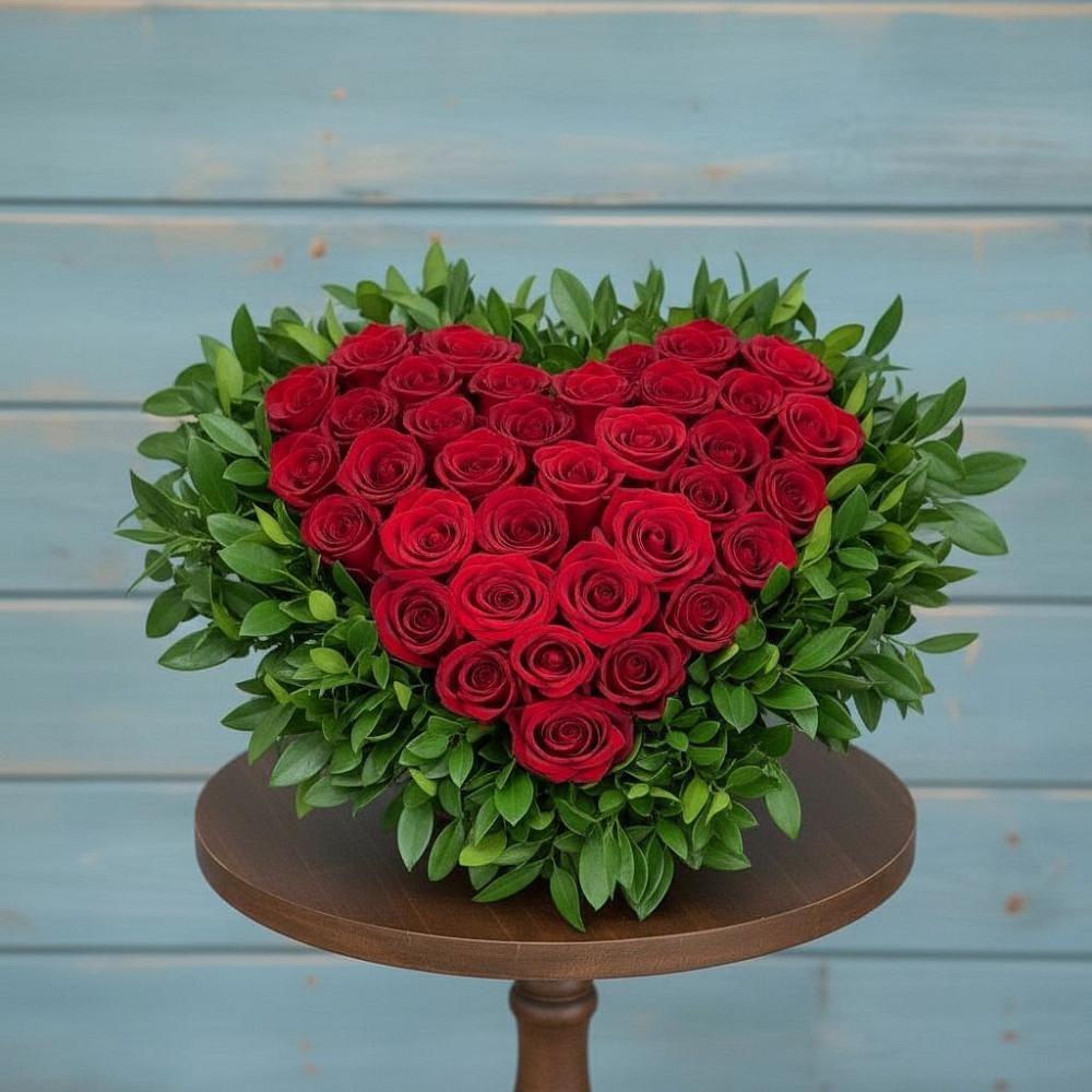 Цветочная композиция из Розы в виде сердца в Октябрьском Оренбургская область