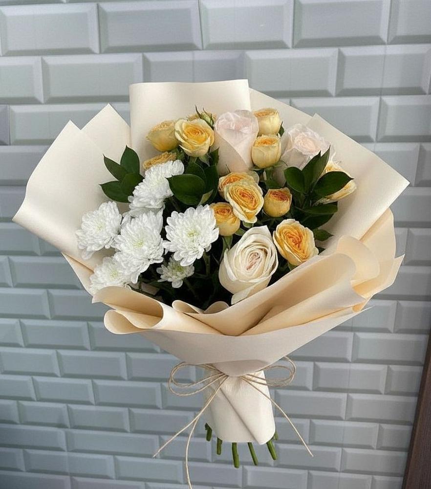 Букет цветов из: Розы и Хризантемы в Октябрьском Оренбургская область