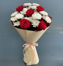 Букет цветов из:  Розы и Хризантемы в Октябрьском Оренбургская область