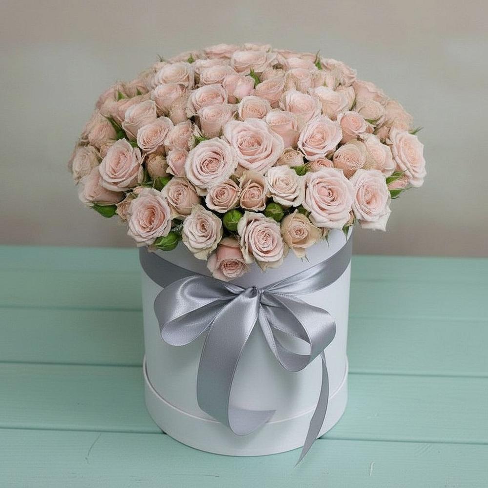 Цветочная композиция из Розы в шляпной коробке в Октябрьском Оренбургская область